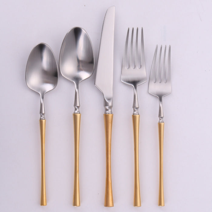Vikko Dine - Irene, Brushed Gold And Silver, 18/10 Flatware, 20 Pc Set, Service For 4