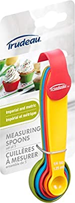 Trudeau - Measuring Spoons, Asst Colors, 1/4, 1/2, 1 tsp, and  1/2, 1 tbsp