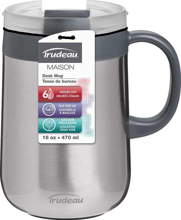 Trudeau - SS Desktop Mug  W/ Cover, 16 Oz