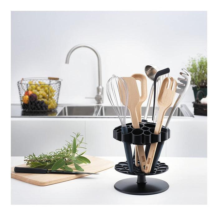 Kuhn Rikon - Rotating Honeycomb, Utensil Caddy, Black, 7 x 8 x 6.75