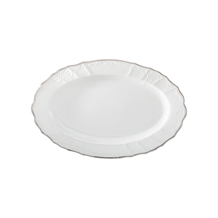 Vikko Luxe - Bernadotte Silver, White, 14''  Oval Dish