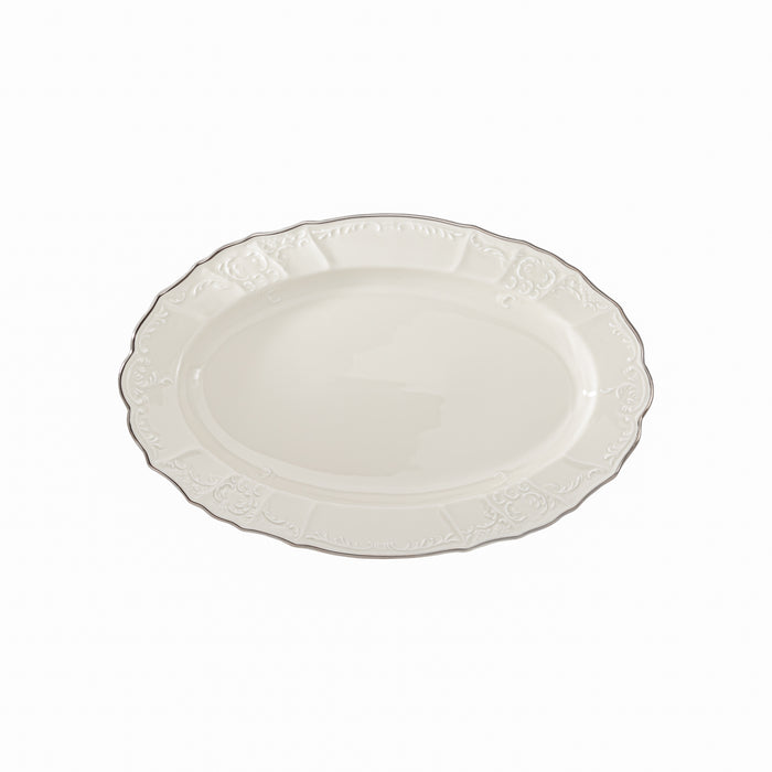 Vikko Luxe - Bernadotte Silver, Ivory, 14'' Oval Dish