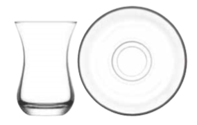 Lav - Cays Glass Tea Cup W/ Glass Saucer, 4 Oz, 6 Pk,