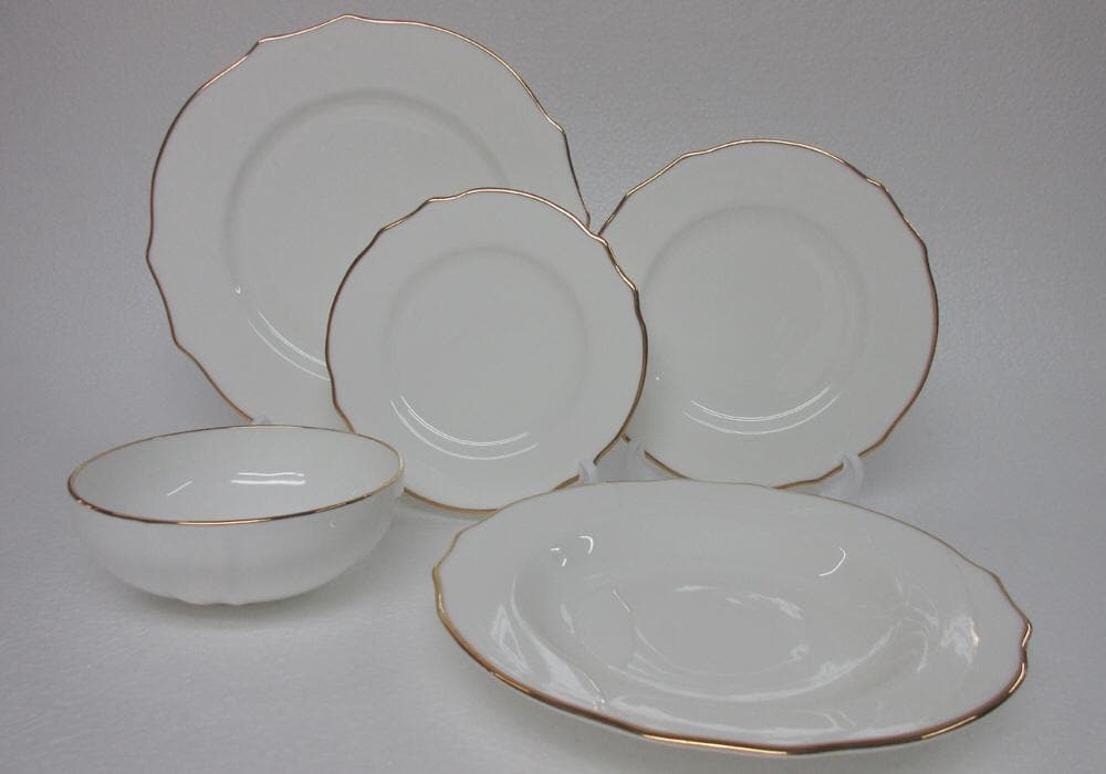 Vikko Shine - Spring Gold, 20 Pc  Dinnerware Set, includes Service For 4, Dinner, Salad, Soup, Bread & Butter, Dessert