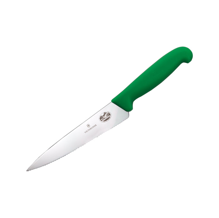 Victorinox - Fibrox Pro Chef Knife, Serrated, 6", Green