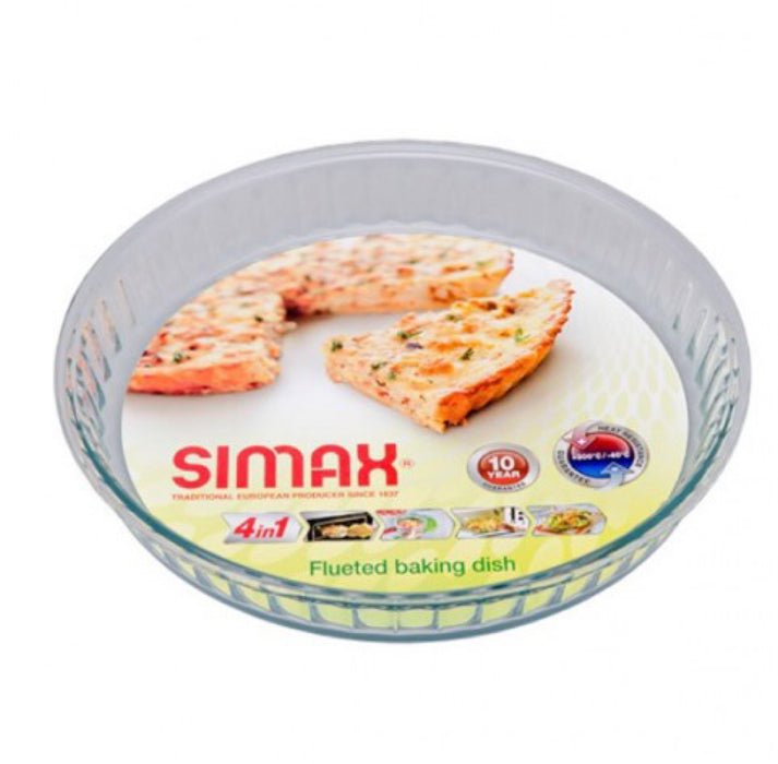 Simax - Round Tampered Glass Pie / Baking Dish, 11 In/1.8 Qt