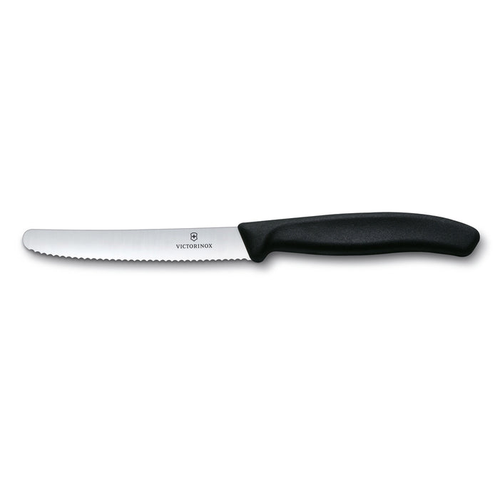 Victorinox - Swiss Classic Tomato Knife, Serrated, Round Tip, 4.5", Black