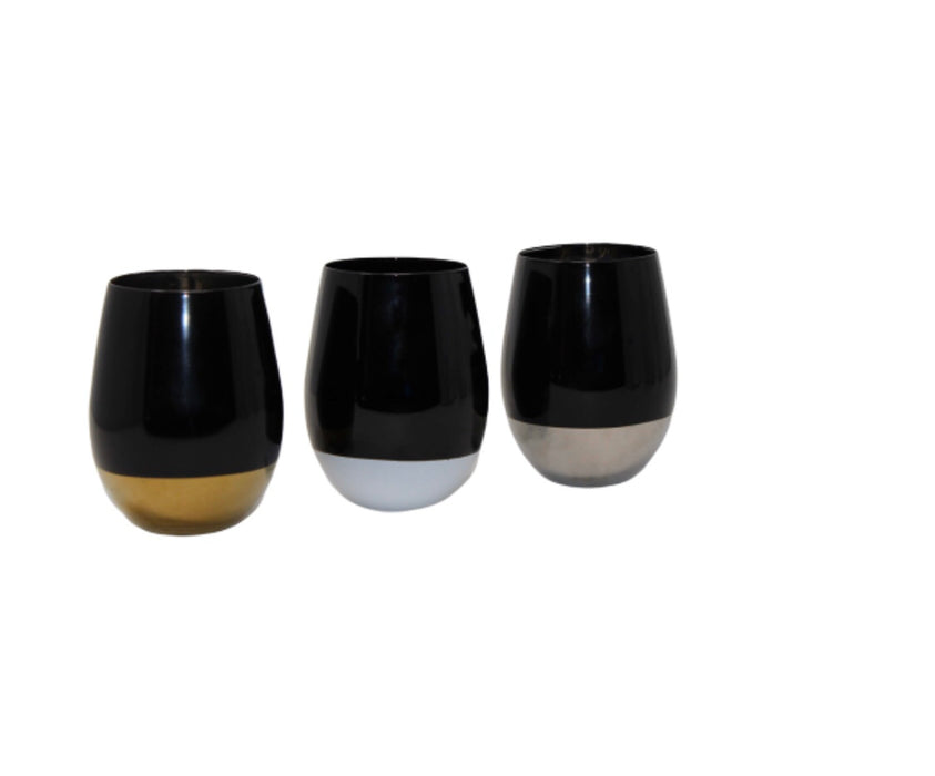 Vikko Decor - Gold & Black, Gradual, Stemless Wine Glass, 14 Oz