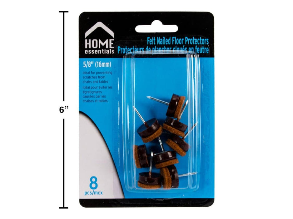 Home Essentials - Nail On Felt Floor Protectors 5/8'' Brown 6-Pc