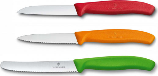 Victorinox - Swiss Classic Paring Knife Set, 3 Pc Set, Green 4.5", Orange 3.25", Red 3.25",